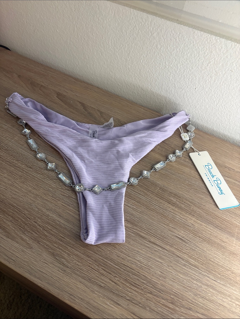 Beach Bunny Lavender Rhinestone-Chain Bikini Bottom